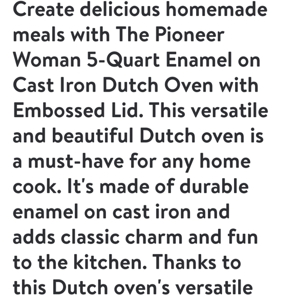 ❤️ New Pioneer Woman Linen 5 Quart Enamel on Cast Iron Dutch Oven with Lid - Picture 2 of 8